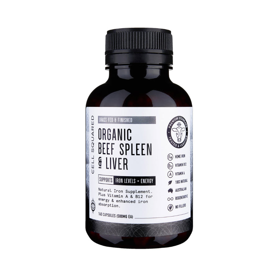 Cell Squared Organic Grass-Fed Beef Liver & Spleen 160ct