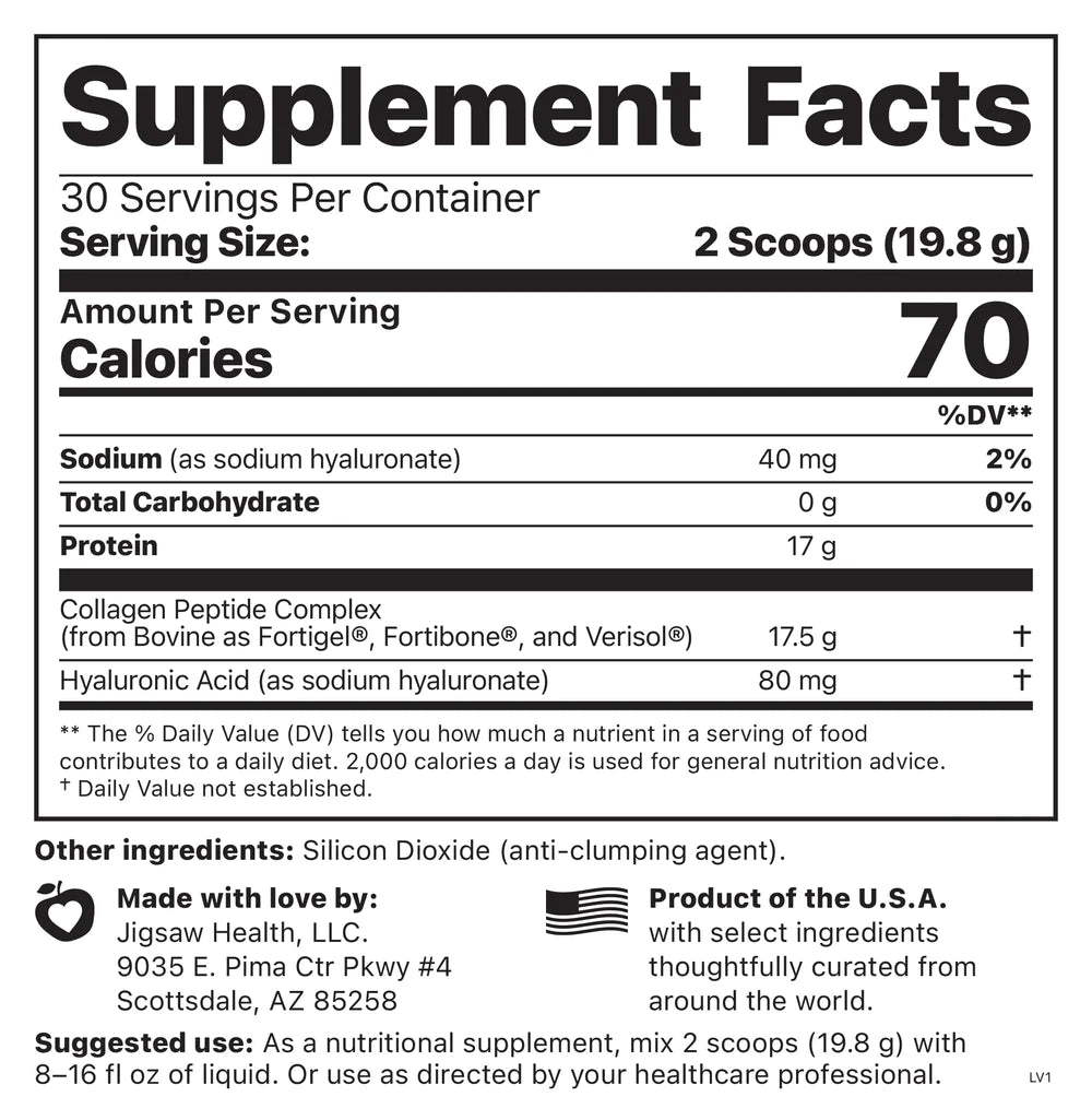 Jigsaw Health Unflavored Collagen Boost 595gr KimiKim Organics