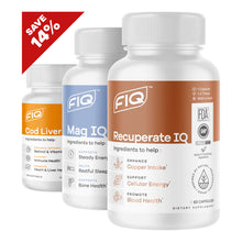 Load image into Gallery viewer, FIQ Recuperate IQ, <br> Mag Glycinate IQ & Cod Liver IQ