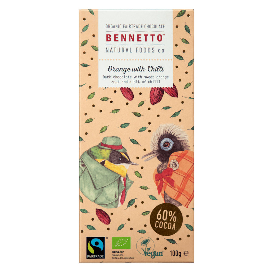 Bennetto Organic Dark Chocolate Orange with Chilli 100gr