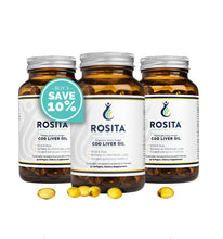 Load image into Gallery viewer, Rosita Extra Virgin Cod Liver <br> Oil Softgels 90ct