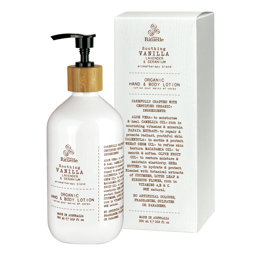 Rituelle Organic Hand & Body Lotion Vanilla, Lavender & Geranium